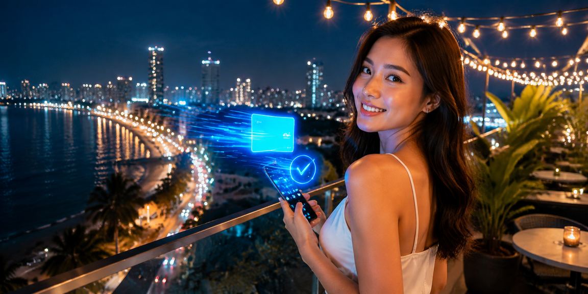 Pemain Malaysia membuat deposit dalam aplikasi p1605 di Penang
